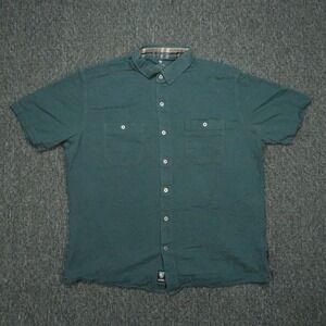 Kuhl‎ Shirt Mens Large Blue Linen Blend Short Sleeve Lightweight Hiking Outdoors